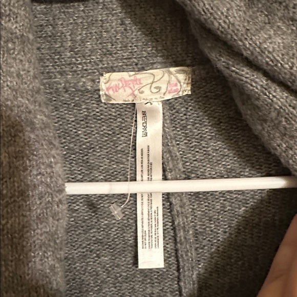 Free People Ellie Scarf Wrap Duster Sweater Kimono Knit Grey Onesize - Picture 3 of 3